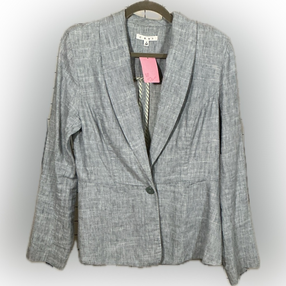 Cabi Light Gray Textured Single-Button Blazer - image 1